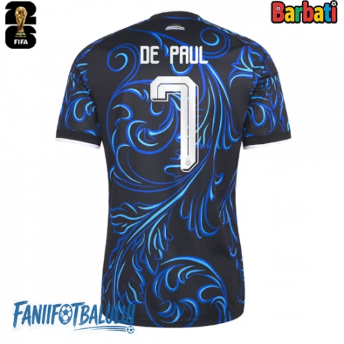 Argentina Rodrigo De Paul #7 Tricou Fotbal Replică Mondial 2026 Barbati Deplasare Argentina Rodrigo De Paul #7 Tricou Fotbal Replică Mondial 2026 Barbati Deplasare